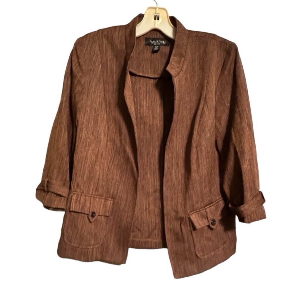 Perceptions Petite Brown Suit Jacket